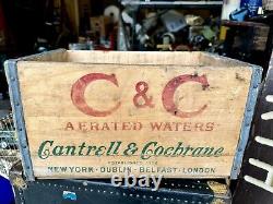 Rare Vintage C&C Aerated Waters Cantrell & Cochrane Wood Crate Box NYC London