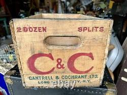 Rare Vintage C&C Aerated Waters Cantrell & Cochrane Wood Crate Box NYC London