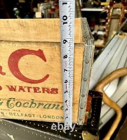 Rare Vintage C&C Aerated Waters Cantrell & Cochrane Wood Crate Box NYC London