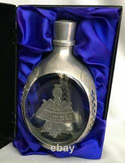 Rare Vintage Cased Haig Royal Decanter Pewter Overlay Glass Dimple Whisky Bottle