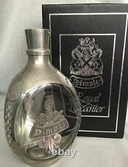 Rare Vintage Cased Haig Royal Decanter Pewter Overlay Glass Dimple Whisky Bottle