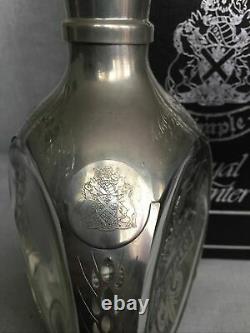 Rare Vintage Cased Haig Royal Decanter Pewter Overlay Glass Dimple Whisky Bottle