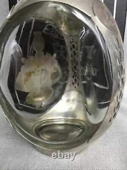 Rare Vintage Cased Haig Royal Decanter Pewter Overlay Glass Dimple Whisky Bottle