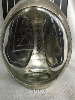 Rare Vintage Cased Haig Royal Decanter Pewter Overlay Glass Dimple Whisky Bottle
