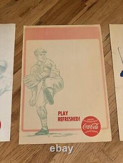 Rare Vintage Coca Cola Baseball Cardboard Posters Set Of 3