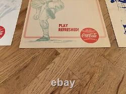 Rare Vintage Coca Cola Baseball Cardboard Posters Set Of 3