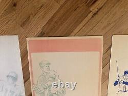 Rare Vintage Coca Cola Baseball Cardboard Posters Set Of 3