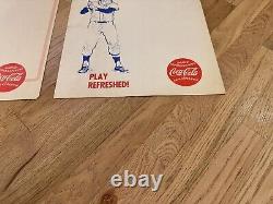 Rare Vintage Coca Cola Baseball Cardboard Posters Set Of 3