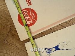 Rare Vintage Coca Cola Baseball Cardboard Posters Set Of 3