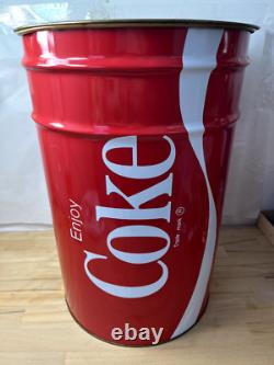 Rare Vintage Coke Cola Storage Bin LID Seat Barrel Pop Art Trash 70s 80s Prop