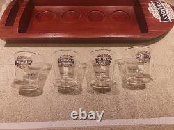 Rare Vintage Cruzan Rum Flight Caddy Boat Advertising Promotional Shot Glass Vtg