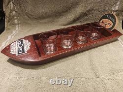 Rare Vintage Cruzan Rum Flight Caddy Boat Advertising Promotional Shot Glass Vtg