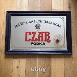 Rare Vintage D. E. Williams Ltd Tullamore Czar Vodka Framed Pub Advertising Mirror