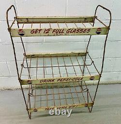 Rare Vintage Double Dot Pepsi Cola 1940's Metal Store Display Stand