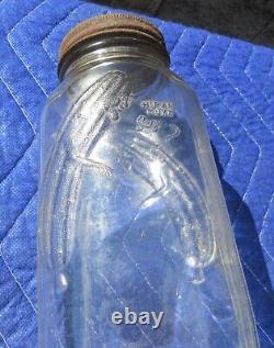 Rare Vintage Duraglas Goldsmith PICKLE MAN Jar Chicago Country Store Advertising