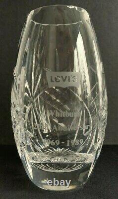 Rare Vintage Edinburgh Crystal Levis Whitburn Clear Cut Glass Commemorative Vase