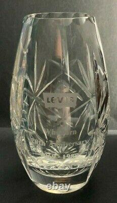 Rare Vintage Edinburgh Crystal Levis Whitburn Clear Cut Glass Commemorative Vase