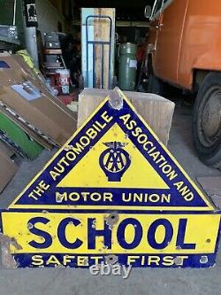 Rare Vintage Enamel Original AA & Motor Union Sign