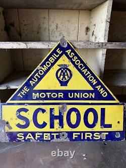 Rare Vintage Enamel Original AA & Motor Union Sign