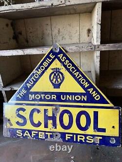 Rare Vintage Enamel Original AA & Motor Union Sign