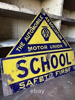 Rare Vintage Enamel Original AA & Motor Union Sign