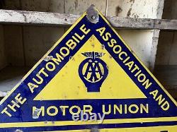 Rare Vintage Enamel Original AA & Motor Union Sign
