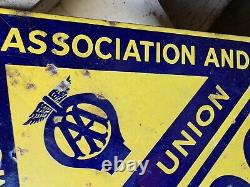 Rare Vintage Enamel Original AA & Motor Union Sign