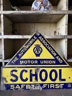 Rare Vintage Enamel Original AA & Motor Union Sign