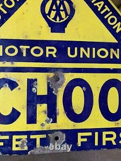 Rare Vintage Enamel Original AA & Motor Union Sign