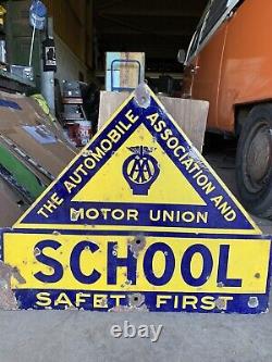Rare Vintage Enamel Original AA & Motor Union Sign