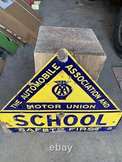 Rare Vintage Enamel Original AA & Motor Union Sign