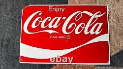 Rare Vintage Enjoy Coca-Cola Coke Porcelain Advertisement Sign