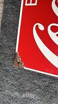 Rare Vintage Enjoy Coca-Cola Coke Porcelain Advertisement Sign