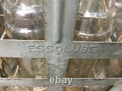 Rare Vintage Esso Essolube Bottle Crate complete with 8 quart Motor Oil bottles