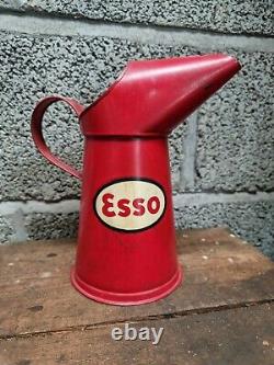 Rare Vintage Esso Quart Pourer Motor Oil Automobilia Garage Shed Barn Find Old