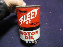 Rare Vintage Fleet Motor Oil 1 Quart Race Car Graphic Can Original Kansas