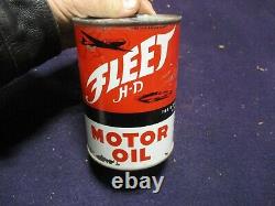 Rare Vintage Fleet Motor Oil 1 Quart Race Car Graphic Can Original Kansas