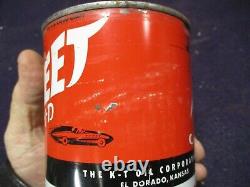 Rare Vintage Fleet Motor Oil 1 Quart Race Car Graphic Can Original Kansas