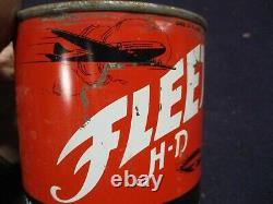 Rare Vintage Fleet Motor Oil 1 Quart Race Car Graphic Can Original Kansas