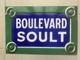 Rare Vintage French Metal Boulevard Soult Paris Sign 45 x 30 cms