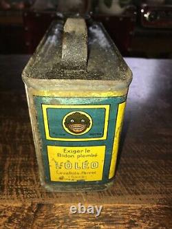 Rare Vintage French Negroleo Oleo Oil Can / Boite ancienne Oleo Negroleo