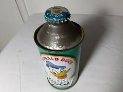 Rare Vintage General Beverages Donald Duck Cola cone top soda can with Cap Disney