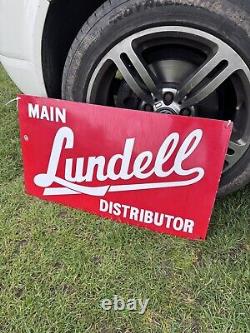 Rare Vintage Geniune Lundell Distributor Enamel Sign Tractor