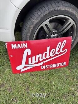 Rare Vintage Geniune Lundell Distributor Enamel Sign Tractor