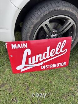 Rare Vintage Geniune Lundell Distributor Enamel Sign Tractor