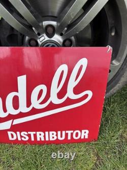 Rare Vintage Geniune Lundell Distributor Enamel Sign Tractor