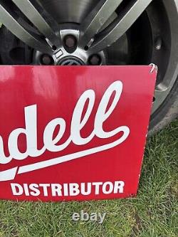 Rare Vintage Geniune Lundell Distributor Enamel Sign Tractor