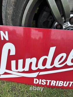Rare Vintage Geniune Lundell Distributor Enamel Sign Tractor