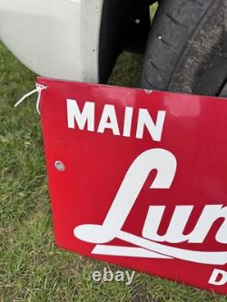 Rare Vintage Geniune Lundell Distributor Enamel Sign Tractor