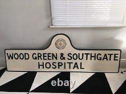 Rare Vintage Giant Cast Iron Hospital Advertising Sign Retro Art Deco Industrial